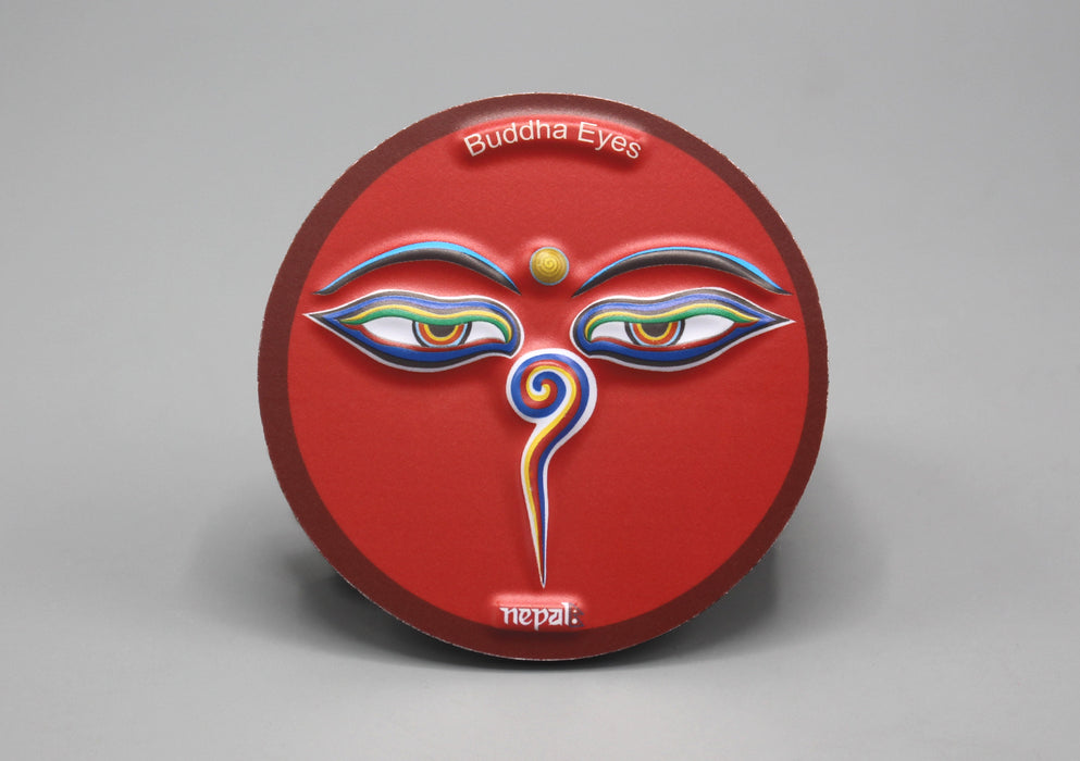 Buddha Eyes Nepal Round Embossed Fridge Magnet - nepacrafts