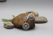 Double Mandala Dangle Sterling Silver Earrings - nepacrafts
