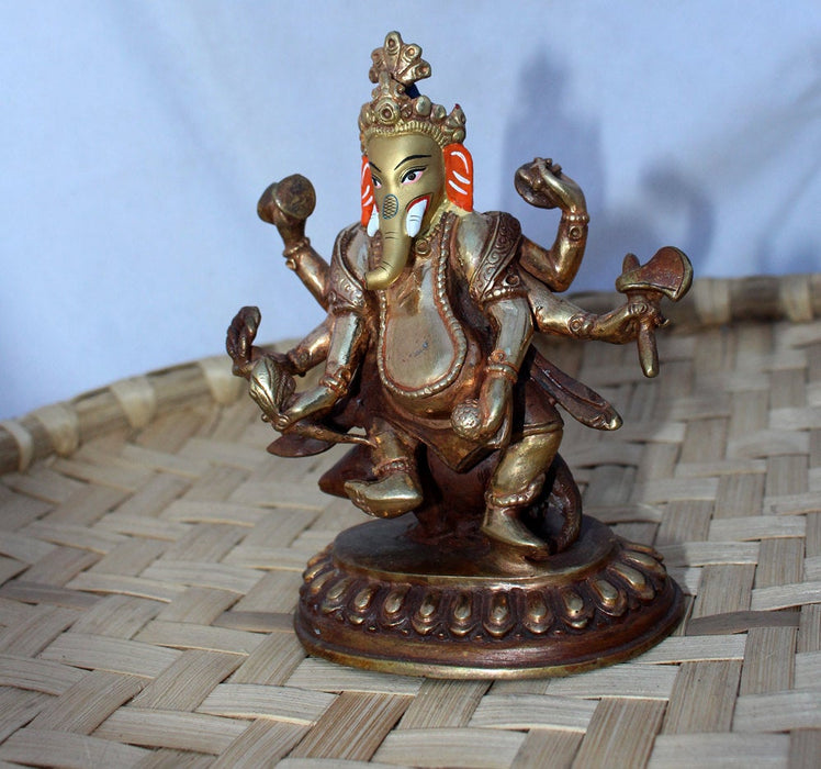 Partly Gold Plated Dancing Ganesha Statue 5.5" High SS-ST130