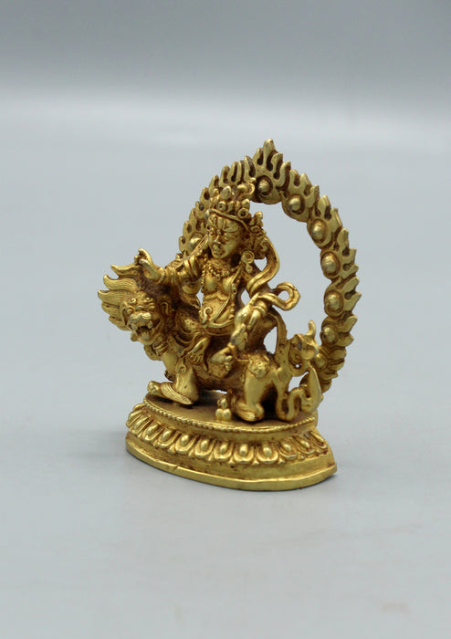 Gold Plated Mini Kubera Zambala Statue 2.8 inch
