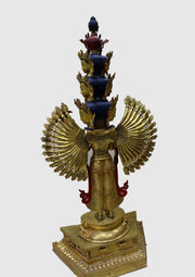 50" High Magnificent Thousand Armed Avalokiteshvara Gold Plated Statue - nepacrafts