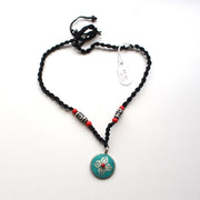 Turquoise Inlaid Double Dorjee Tibetan Pendant - nepacrafts