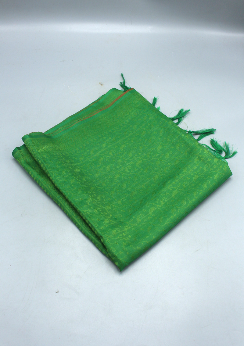 Silk Mixed Polyester Leaf Design Shawl with Furka