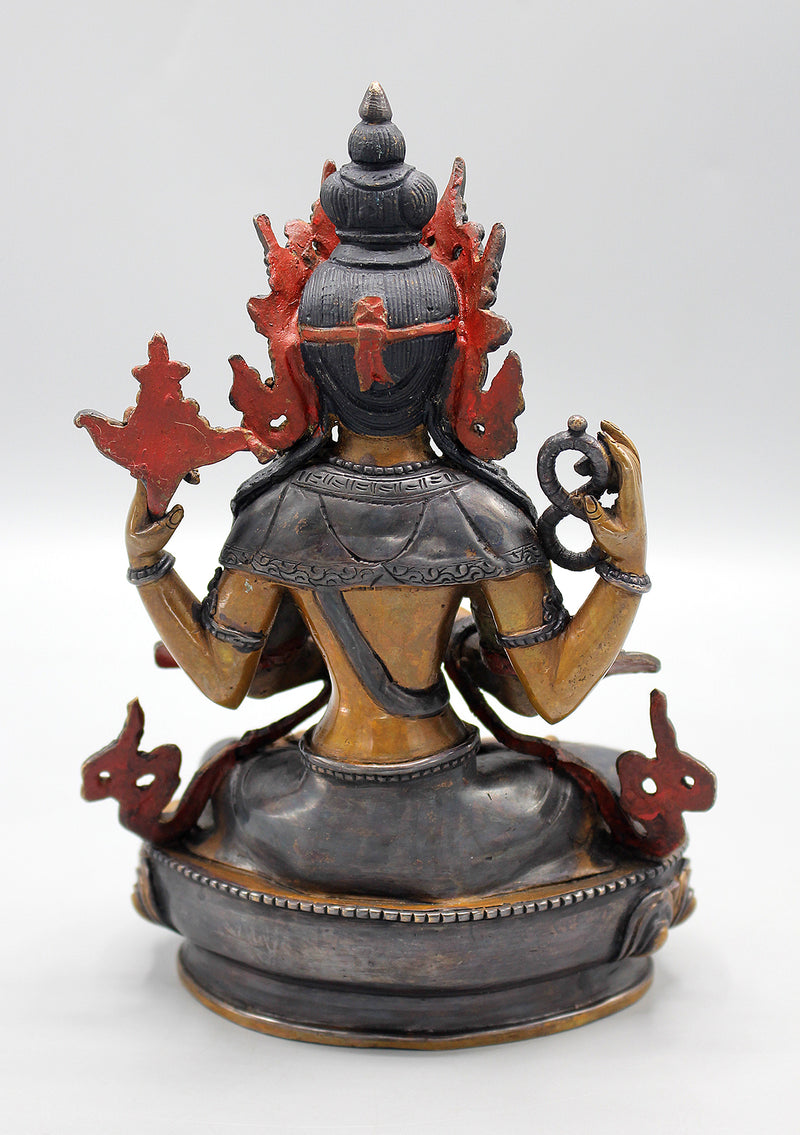 Copper Oxidized Chenrezig Statue
