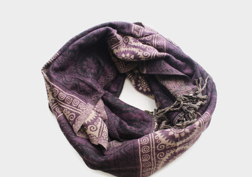 Purple Flower Mandala Hand Loomed Yak Wool Shawl - nepacrafts