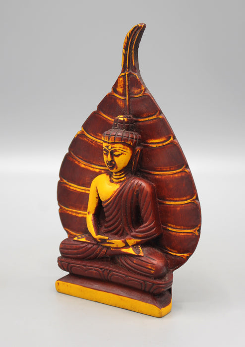 Bodhi Leaf Meditating Buddha Maroon Statue - nepacrafts