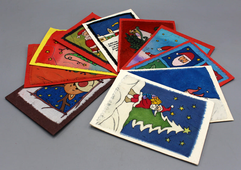 Fair Trade Batik Four Pic Collage Christmas Greetings Card