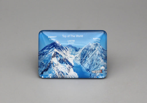 Top of the World Mt Everest Rectangle Glass Fridge Magnet - nepacrafts