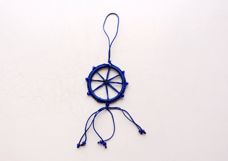 Small Dharmachakra Car Hanging Decorated with Glass Beads - nepacrafts