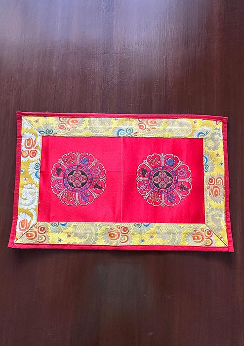 Eight Auspicious Symbols with Double Dorje Red Altar Cloth
