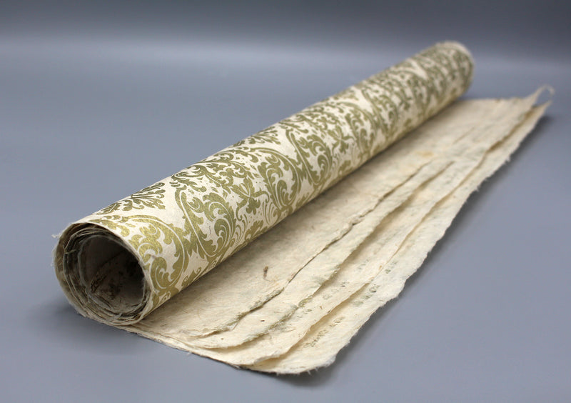 Golden Flower Printed Lokta Paper Wall Decor - nepacrafts