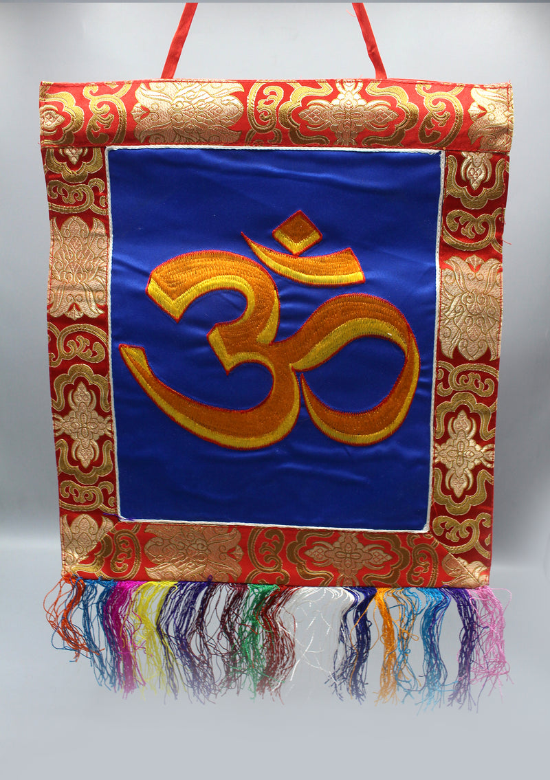 OM Embroidery Brocade Framed Wall Hanging Banner