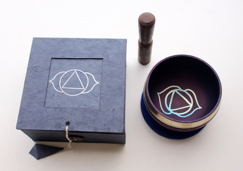 Third Eye Painted Singing Bowl with Cushion and Stupa Stick in a Gift Box - nepacrafts