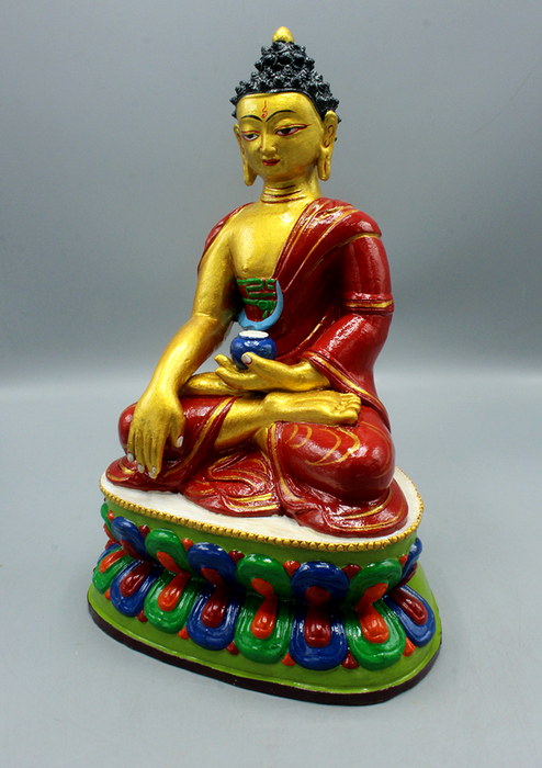 Handpainted Ceramic Shakyamuni Buddha Statue 12"H
