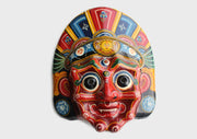 Red Mahakala Paper Mache Wall Hanging Mask - nepacrafts