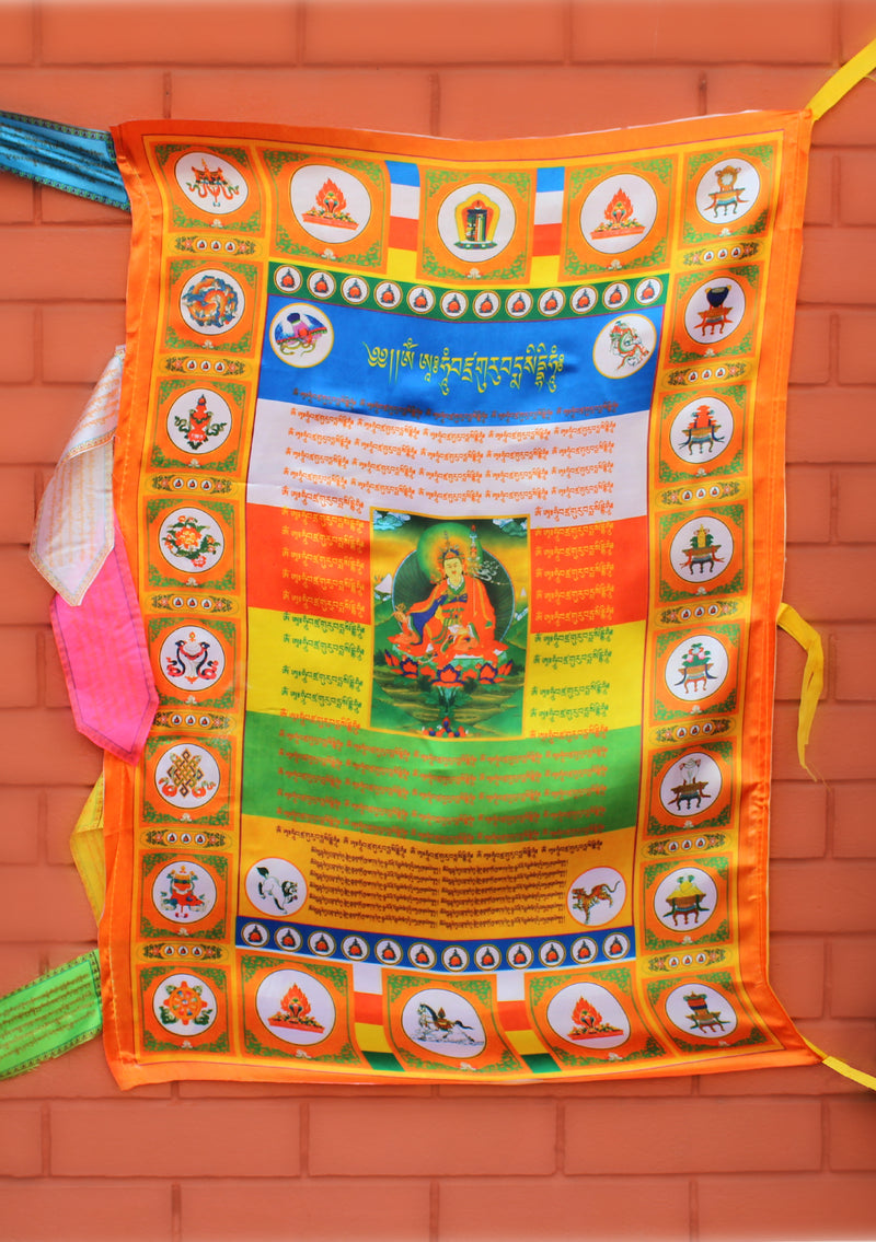 Color Printed Guru Padmasambhava Vertical Tibetan Prayer Flags - nepacrafts