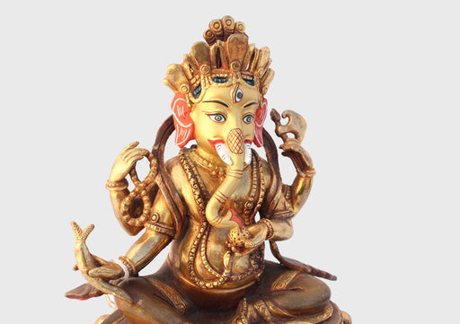 Gold Plated Ganesha Statue 6" High - nepacrafts