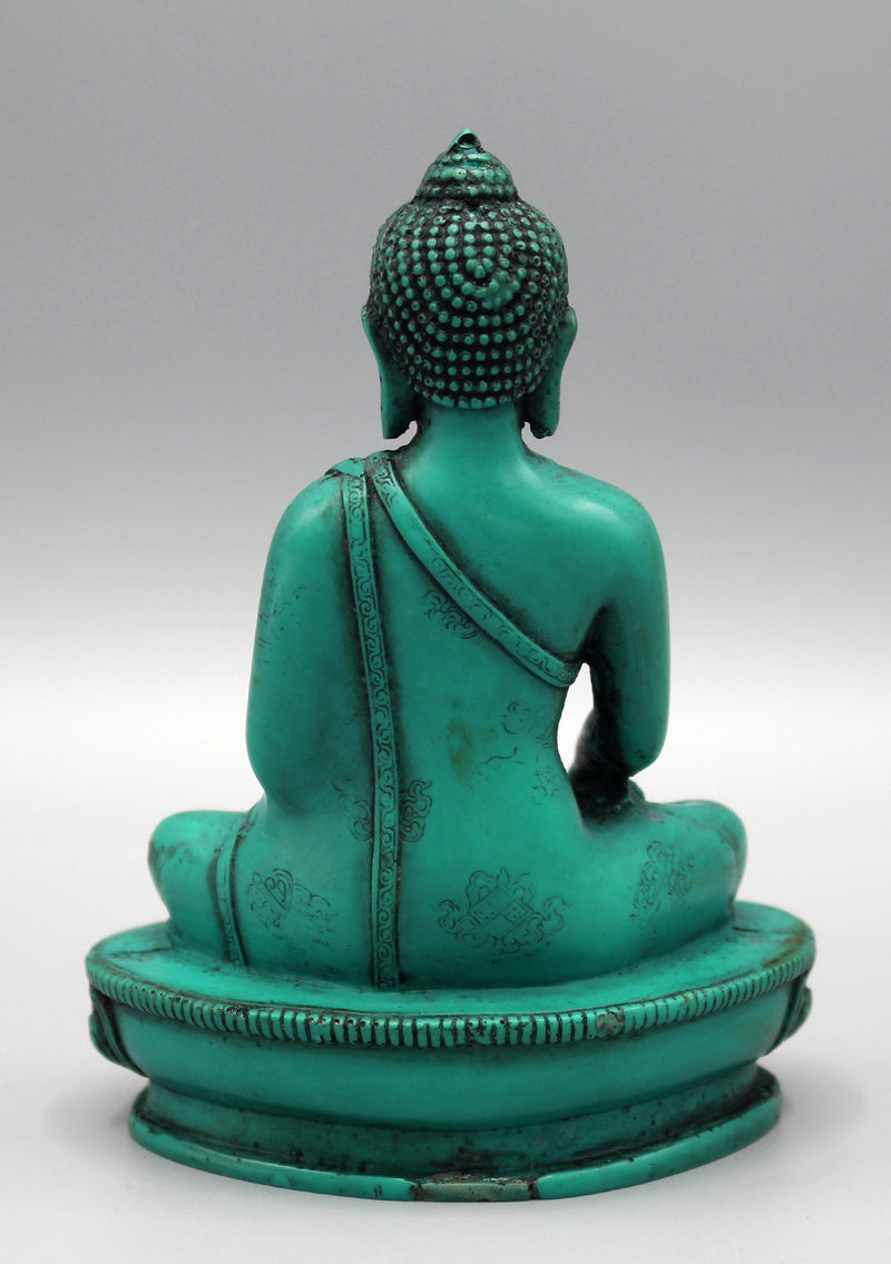 Green Resin Shakyamuni Buddha Statue - nepacrafts
