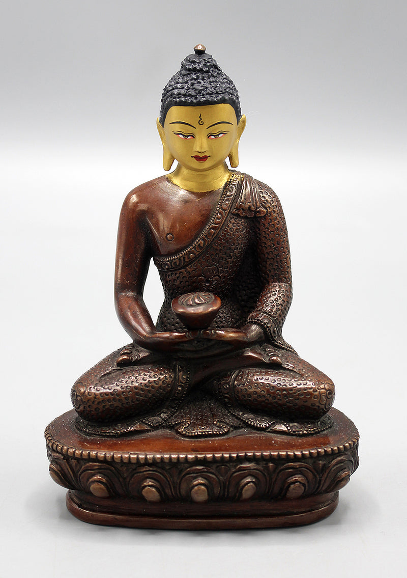 Golden Faced Copper Oxidized Amitabha Buddha Statue