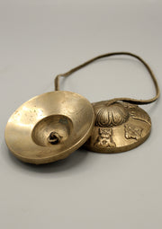 Eight Auspicious Symbol Embossed Carved Tibetan Tingsha/Cymbals - nepacrafts