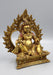 Gold Plated Kubera Zambala Statue in a Throne - nepacrafts