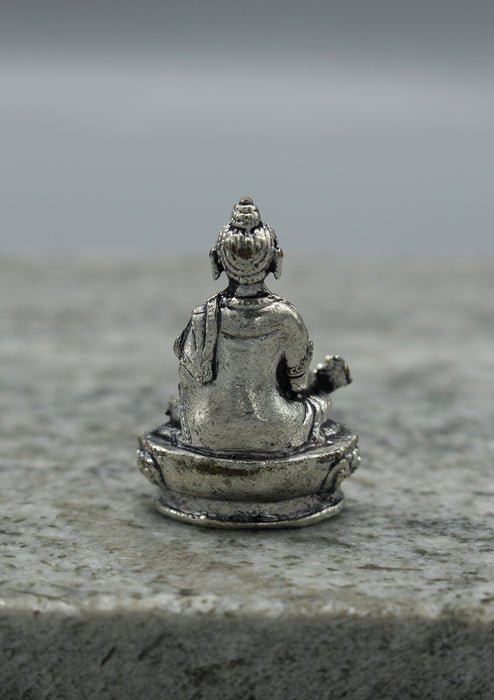 White Metal Tiny Medicine Buddha Statue 4 cm High