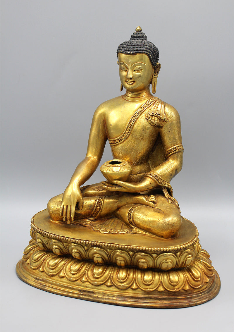 Shakyamuni Buddha Bhumisparsha Mudra Fully Gold Plated Statue