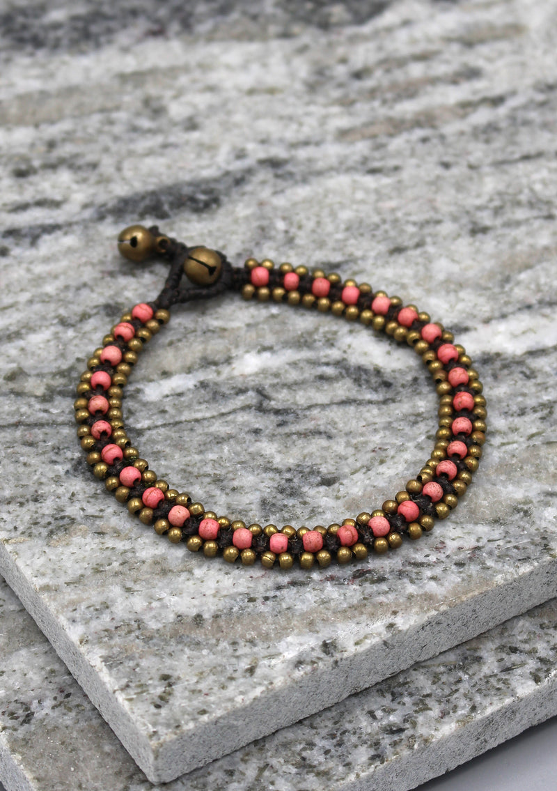 Glass Beads Brass Bell Fashionable Anklet - nepacrafts