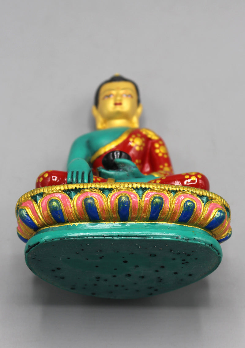 Face Painted Green Shakyamuni Buddha Resin Statue