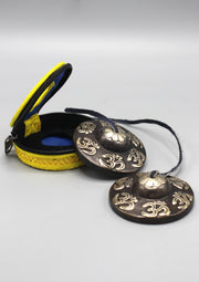 Om Engraved Black Musical Tingsha Cymbals - nepacrafts