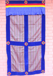 Velvet Border Bhutanese Hand Woven Cotton Door Curtain - nepacrafts