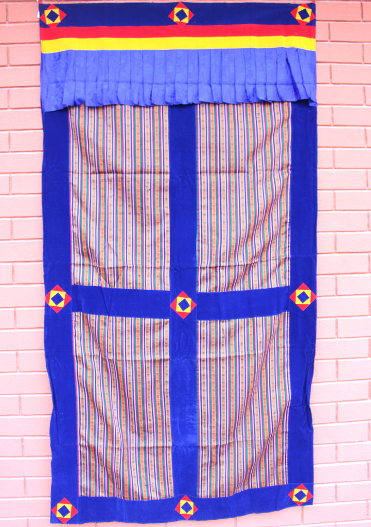 Velvet Border Bhutanese Hand Woven Cotton Door Curtain - nepacrafts