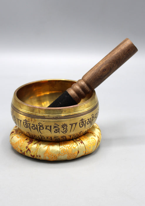Fine Carving Tibetan Om Singing Bowl