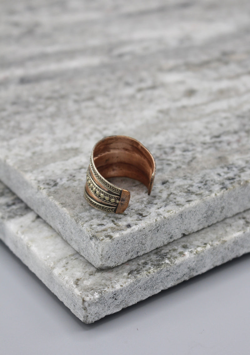 Tibetan Om Carved Copper Finger Ring - nepacrafts