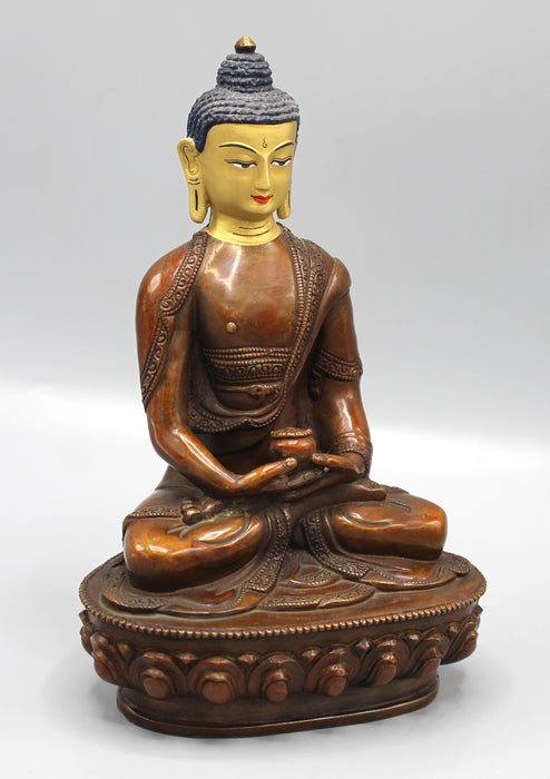 Gold Face Painted Copper Oxidized Amitabha Buddha Statue