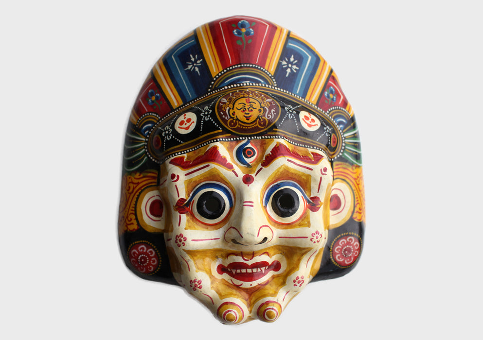 Mahakala Nepalese Handmade Wall Decor Paper Mache Mask - nepacrafts