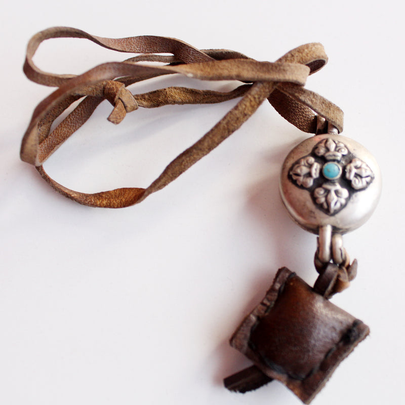 Double Dorjee White Metal Ghau Locket - nepacrafts