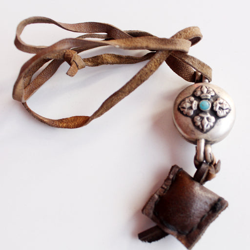 Double Dorjee White Metal Ghau Locket - nepacrafts