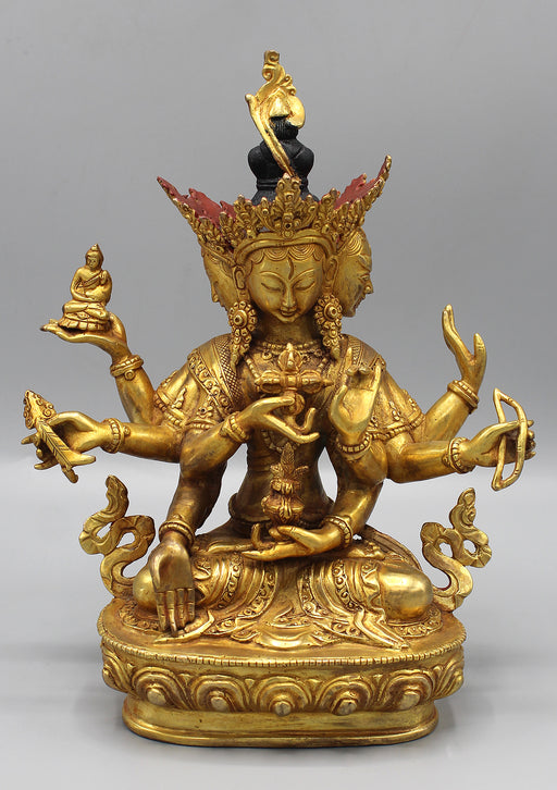 Tibetan Buddhist Namgyalma Fully Gold Plated Statue - nepacrafts