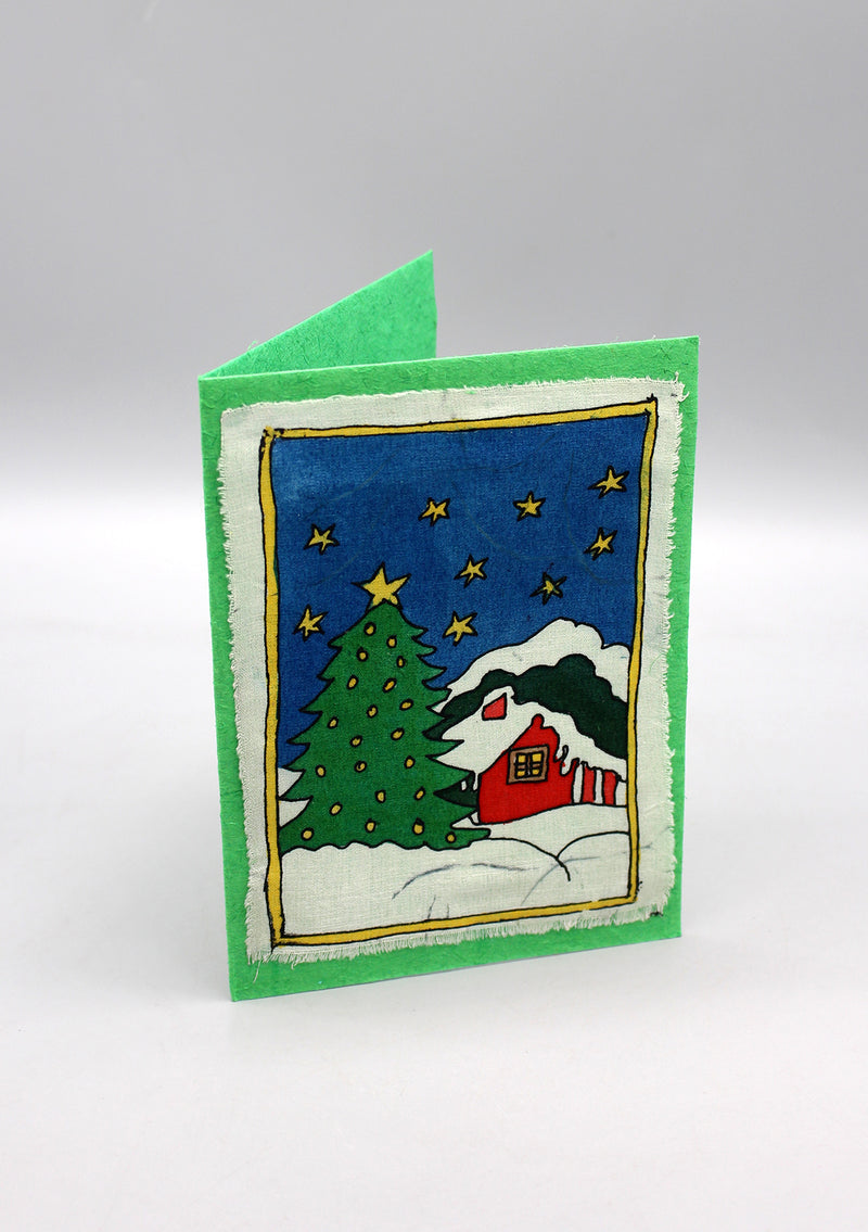 Fair Trade Batik Christmas Tree Greetings Card