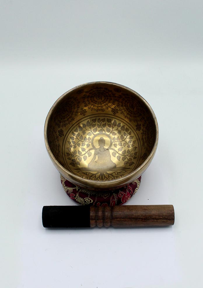 Tree of Life Meditating Buddha Fine Arts - Etched Singing Bowl 6 Inch