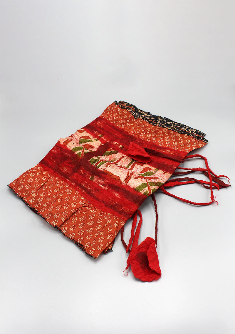 Red Orange Eco Friendly Felt Wool Scarf