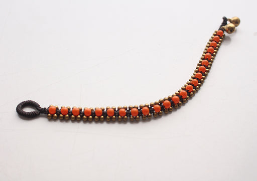 Orange Handwoven Glass Beads Teen Anklet - nepacrafts