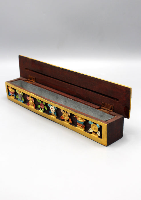 Eight Auspicious Symbols Wooden Incense Burner Box