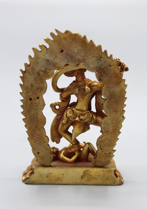 Lion Faced Handcrafted Gold Plated Mini Jogini/Dakini Statue - nepacrafts