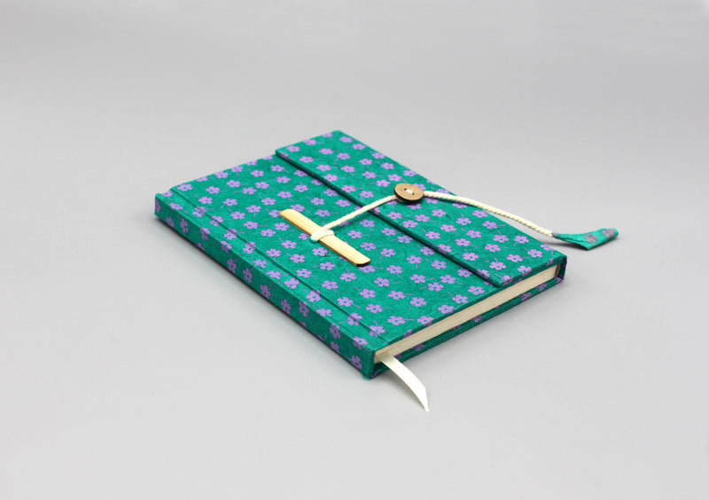 Flower Printed Green Eco Friendly Lokta Paper Journal - nepacrafts