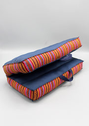 Navy Blue Foldable Large Mediation Cushion Gheri Border - nepacrafts