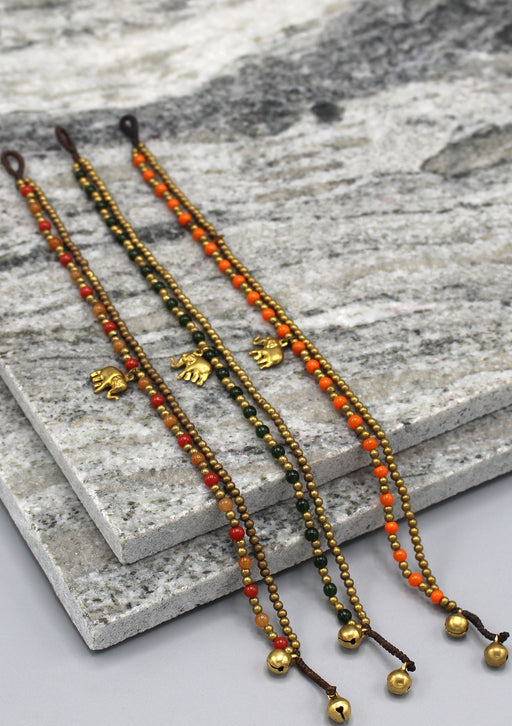 Elephant Charm Glass Beads Women's Anklet - nepacrafts