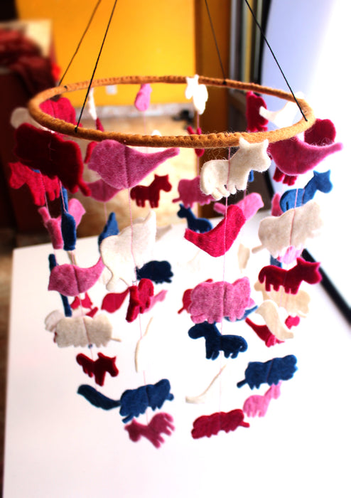 Cute Little Animals Felt Wool Ceiling Hanging, Nursery Hanging - nepacrafts