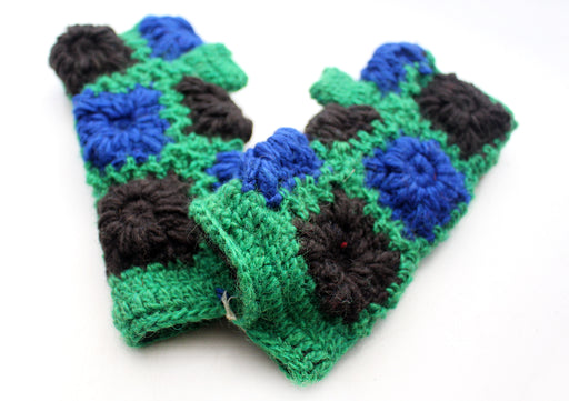 Green and Blue Color Finger less Gloves / Wrist Warmers/Hand Warmers - nepacrafts